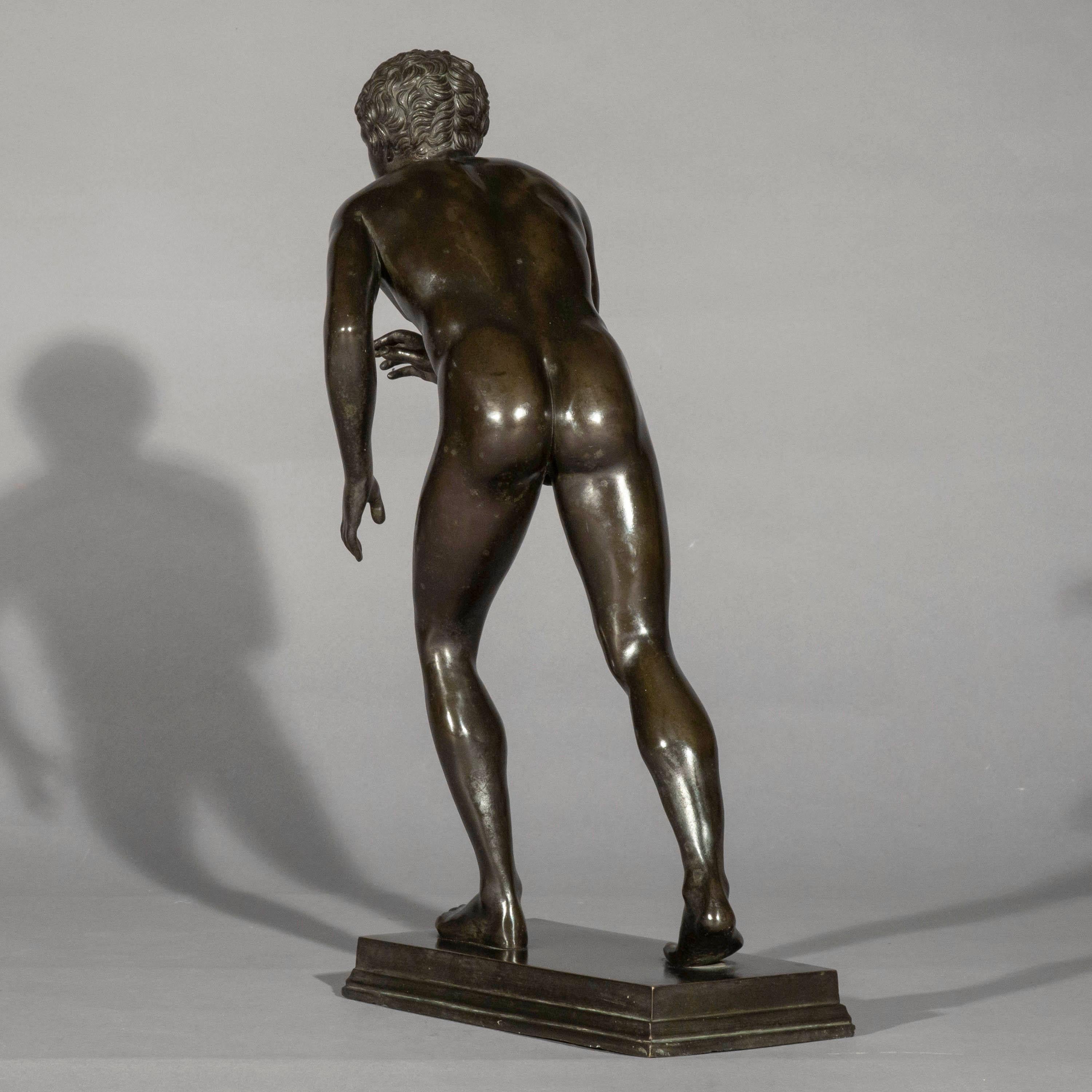Patinated Antique Bronze Sculpture of an Athlete
