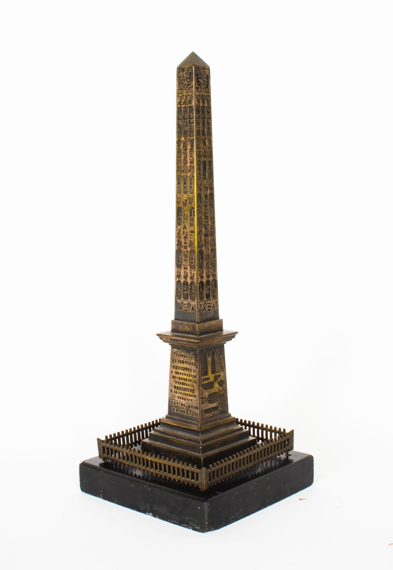 Antique Grand Tour Bronze Models of Colonne Vendôme and the Luxor Obelisk 19th C 5