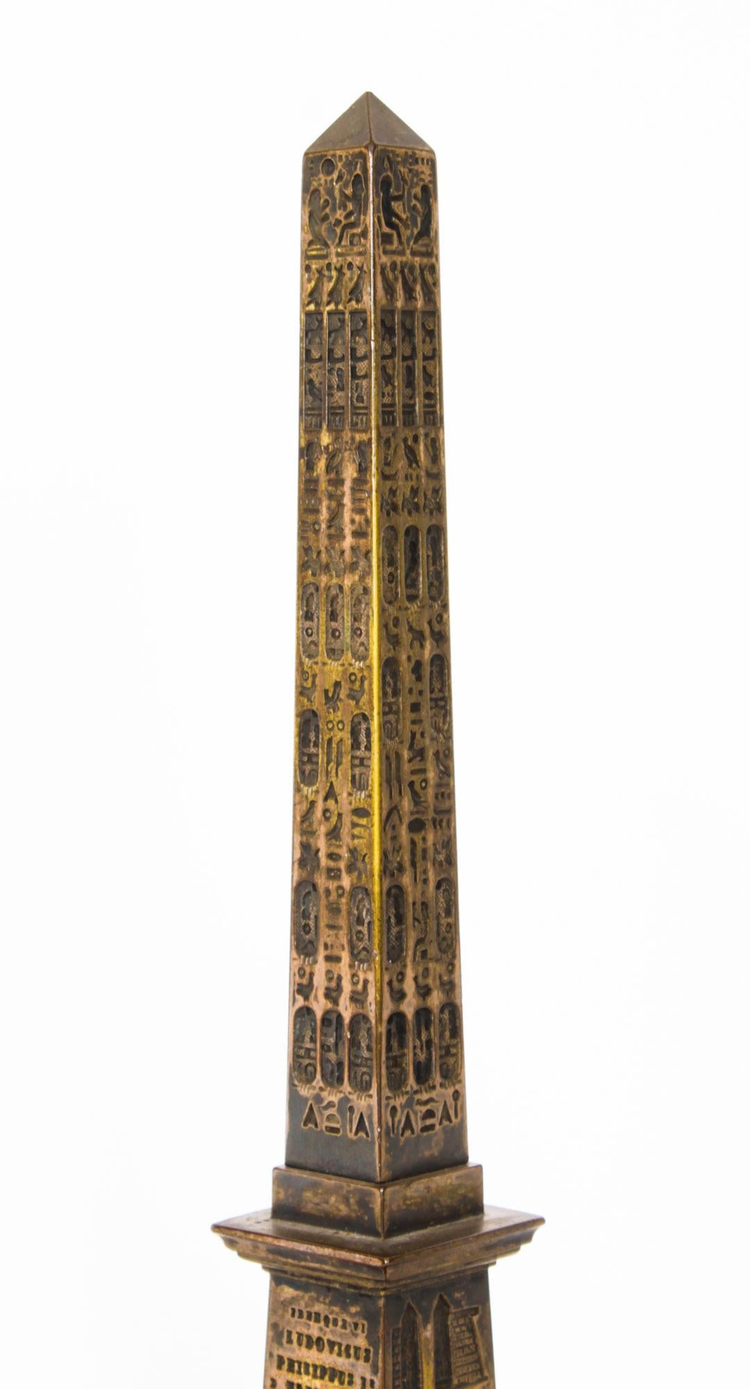 Antique Grand Tour Bronze Models of Colonne Vendôme and the Luxor Obelisk 19th C 6