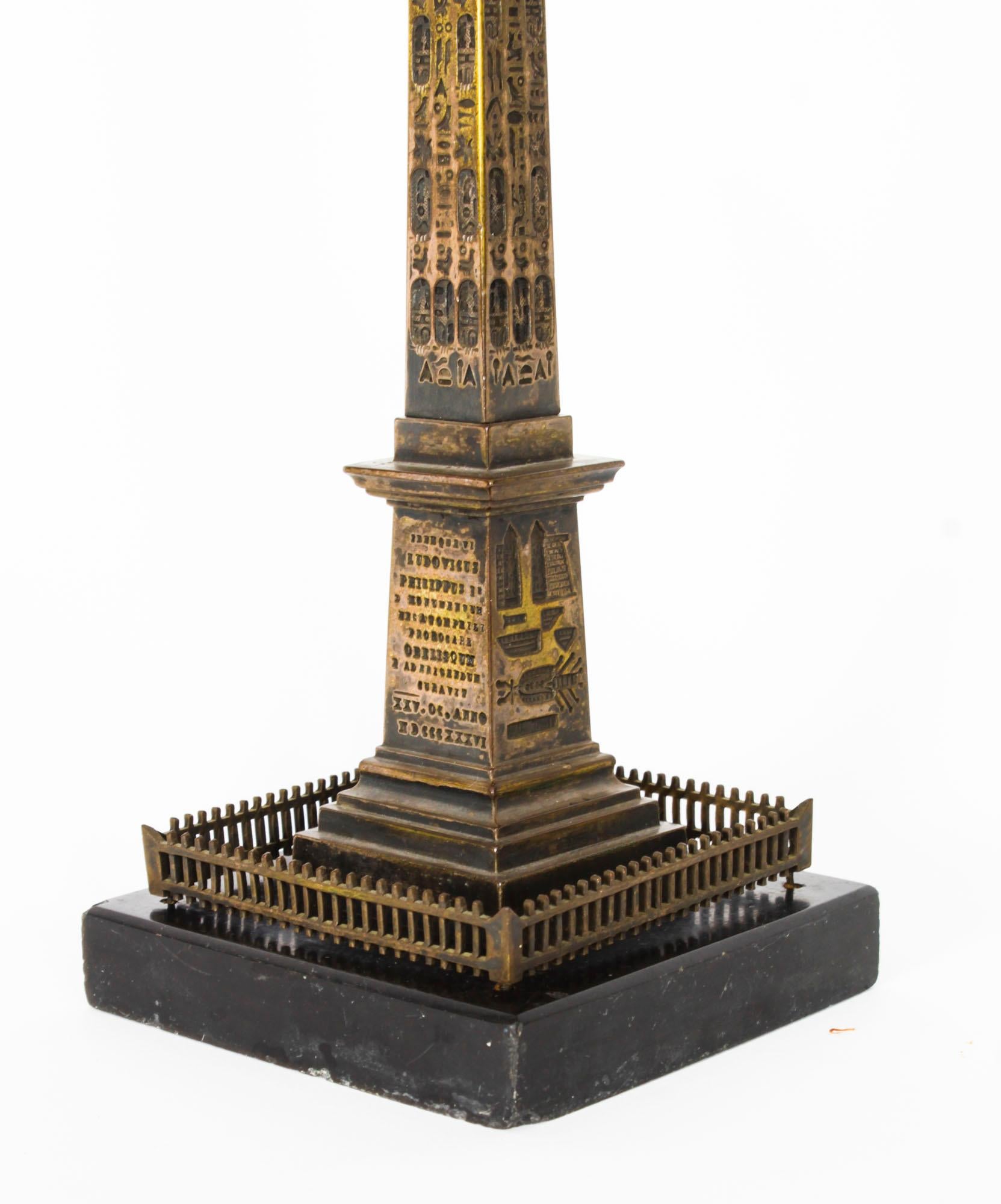 Antique Grand Tour Bronze Models of Colonne Vendôme and the Luxor Obelisk 19th C 7
