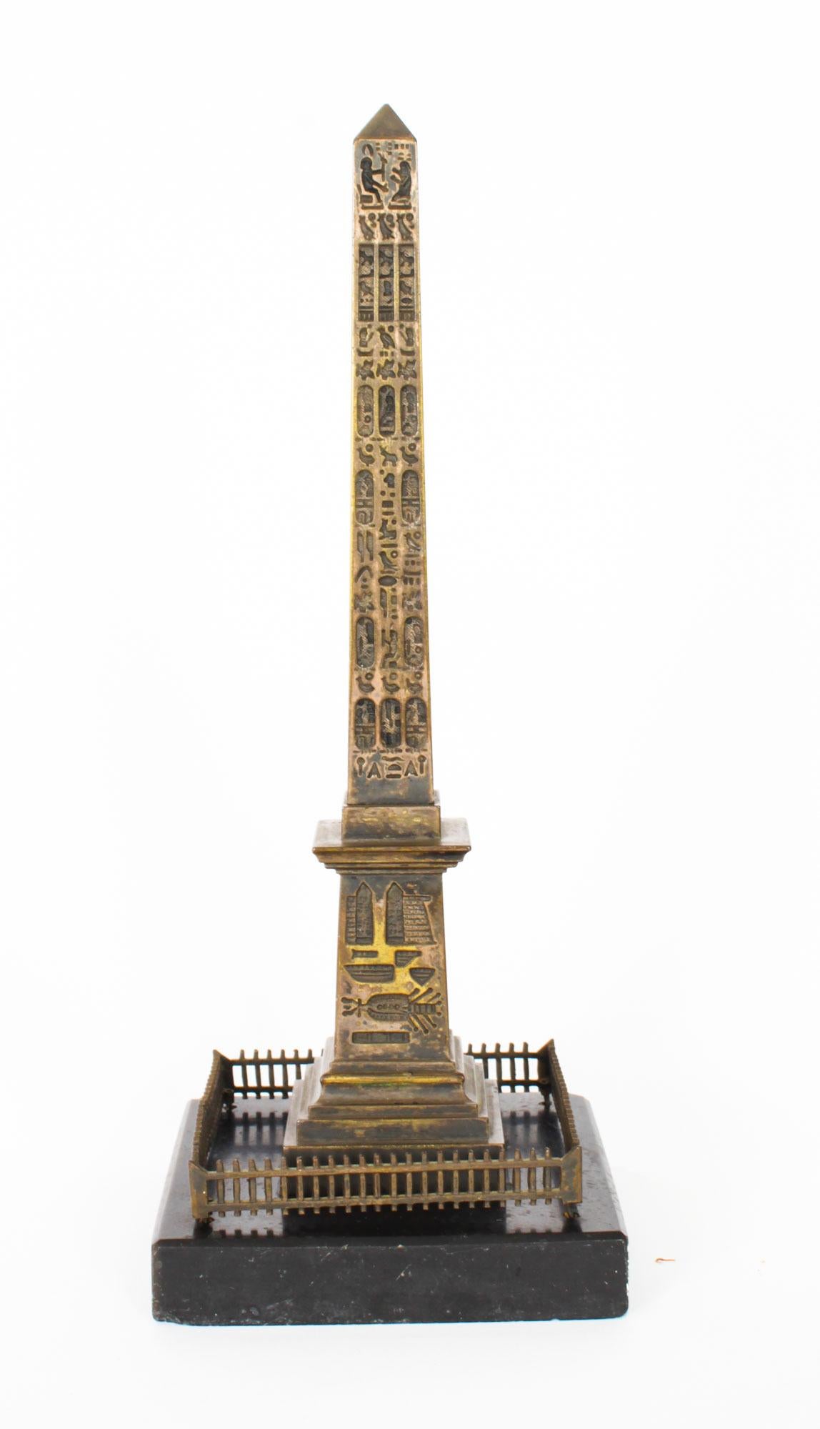 Antique Grand Tour Bronze Models of Colonne Vendôme and the Luxor Obelisk 19th C 8