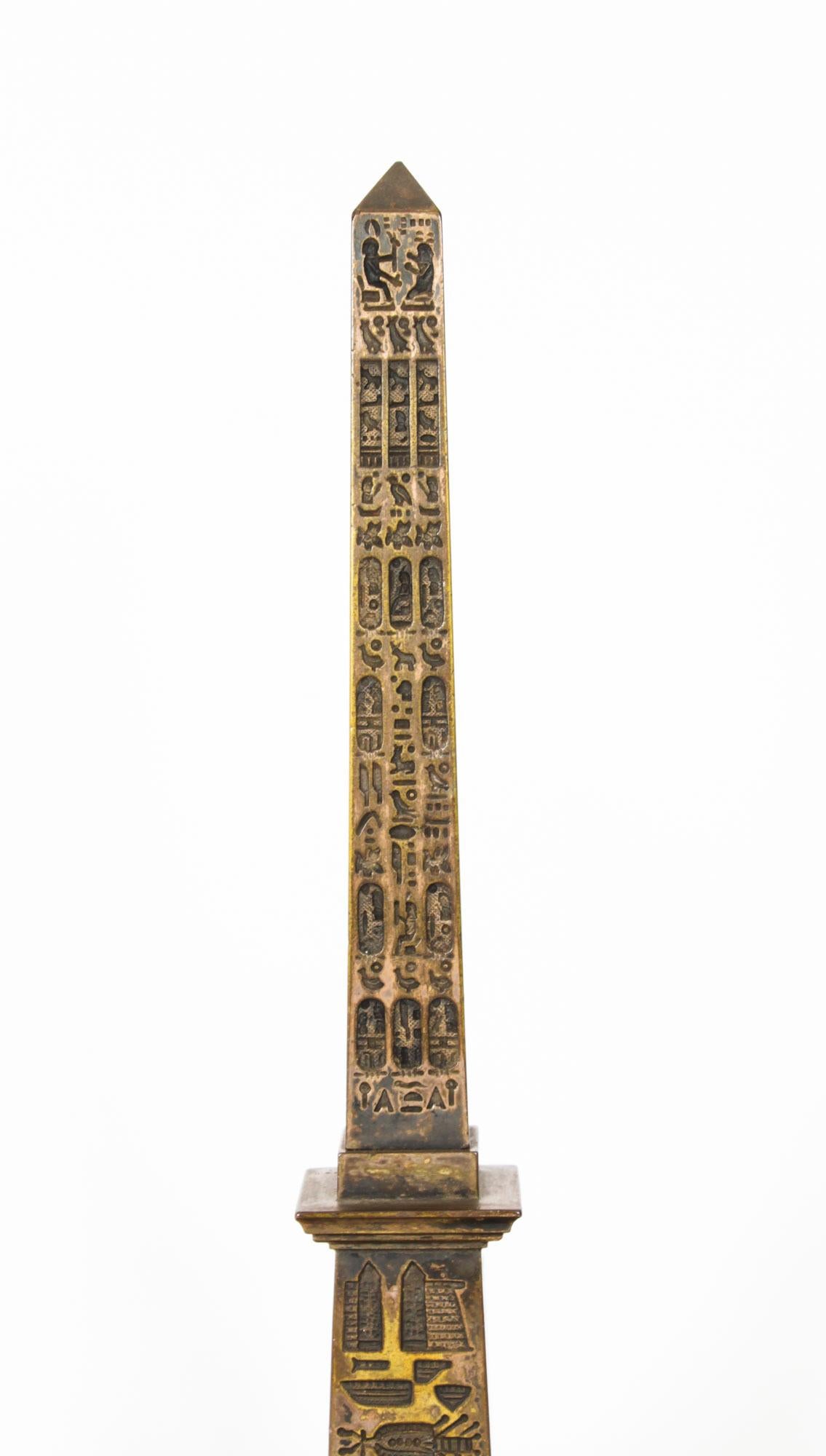 Antique Grand Tour Bronze Models of Colonne Vendôme and the Luxor Obelisk 19th C 9
