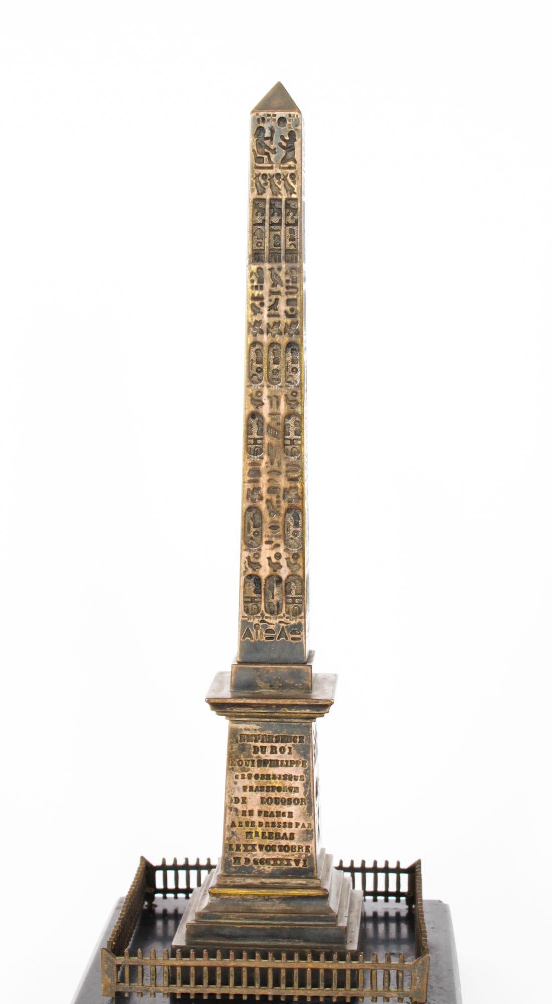 Antique Grand Tour Bronze Models of Colonne Vendôme and the Luxor Obelisk 19th C 12