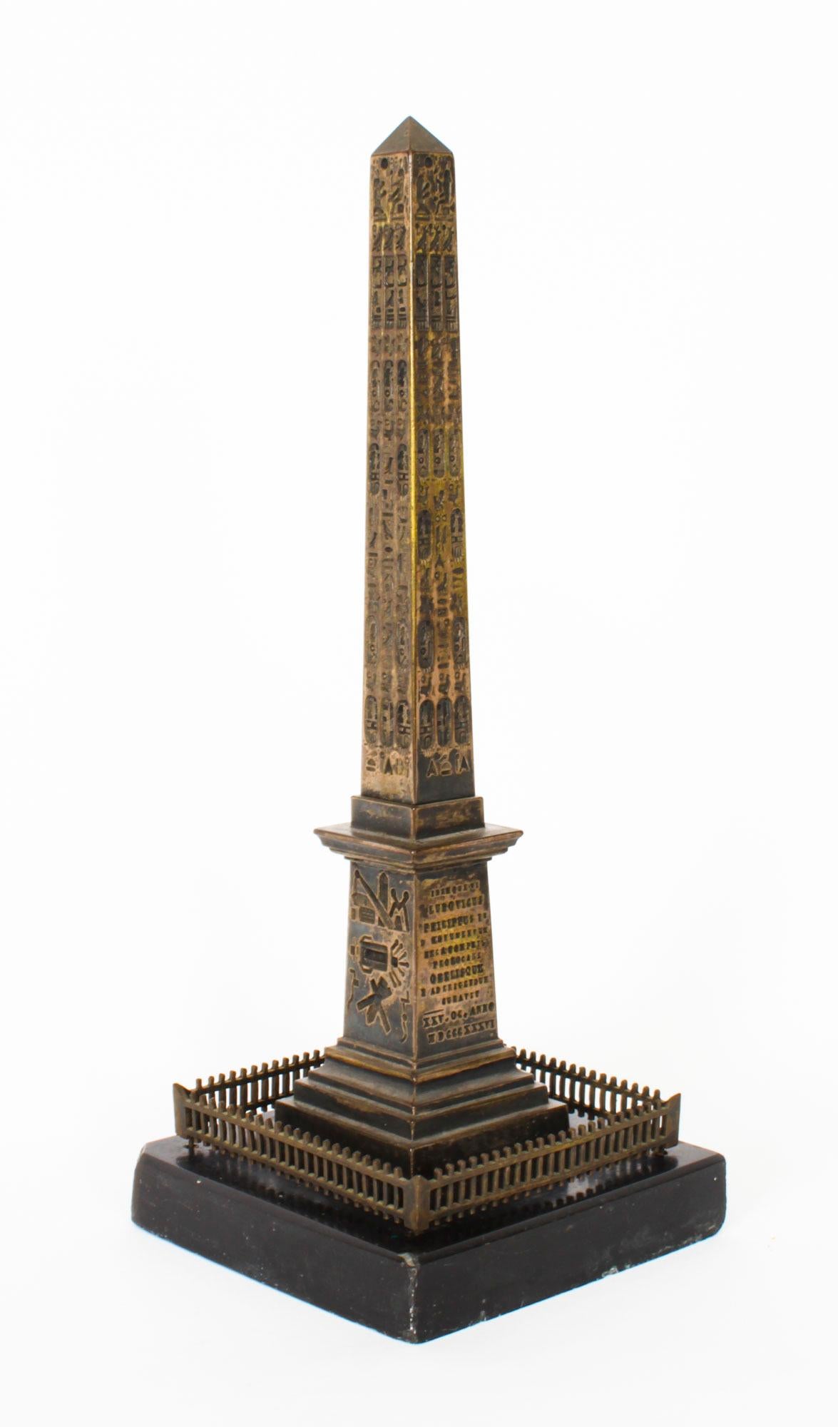 Antique Grand Tour Bronze Models of Colonne Vendôme and the Luxor Obelisk 19th C 13