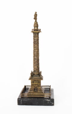 Antique Grand Tour Bronze Models of Colonne Vendôme and the Luxor Obelisk 19th C