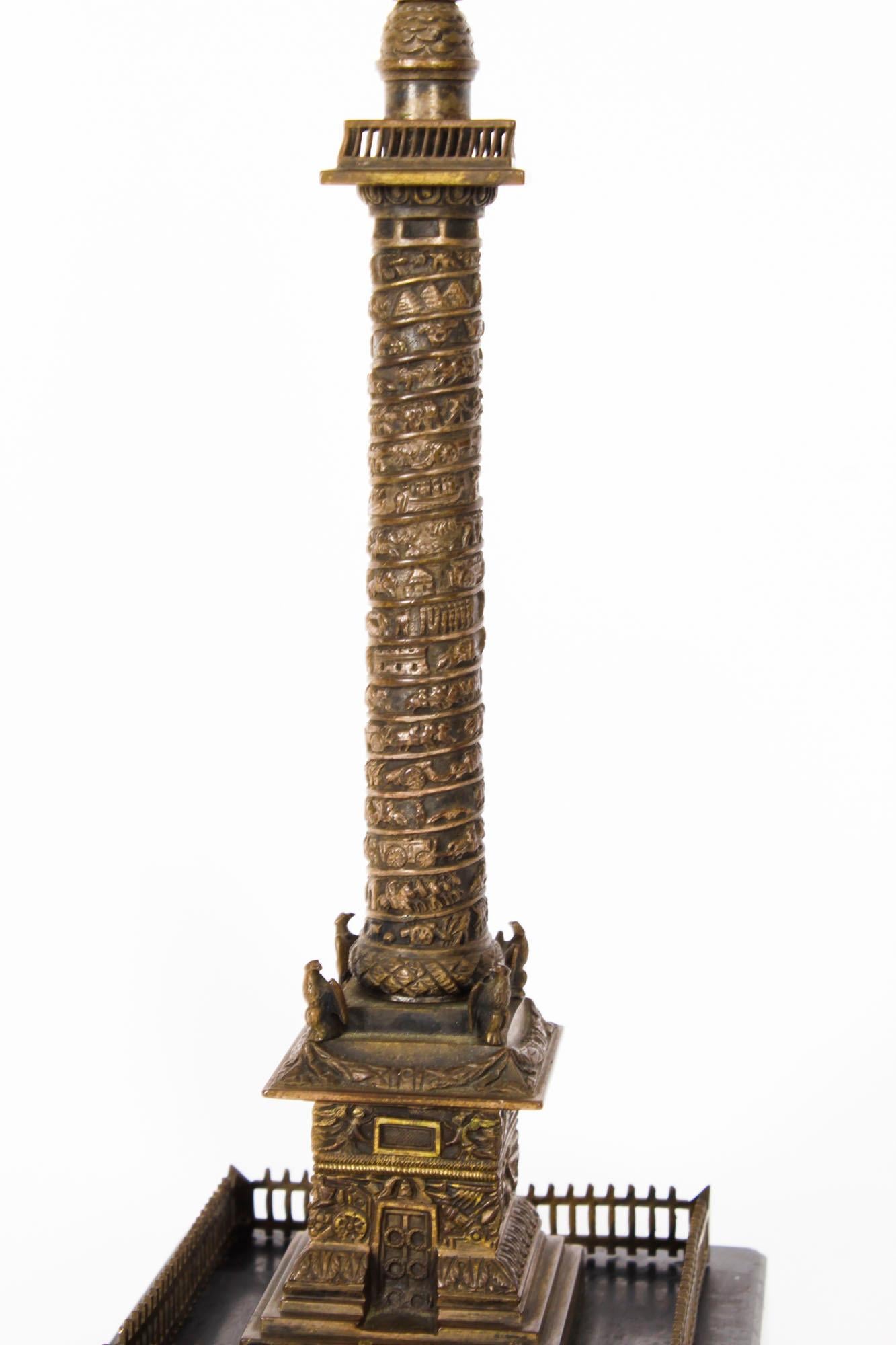 Antique Grand Tour Bronze Models of Colonne Vendôme and the Luxor Obelisk 19th C In Good Condition In London, GB