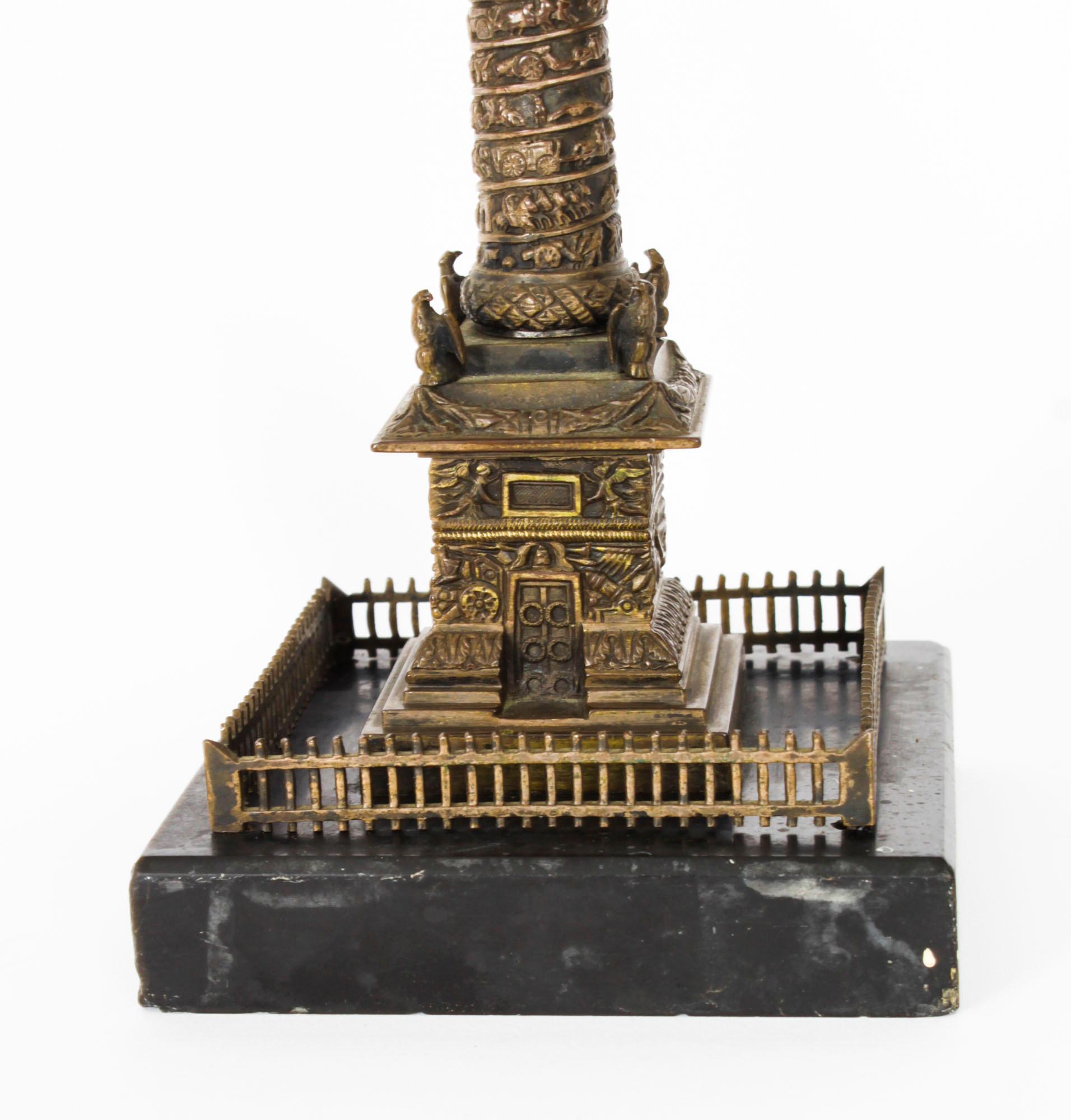 Late 19th Century Antique Grand Tour Bronze Models of Colonne Vendôme and the Luxor Obelisk 19th C