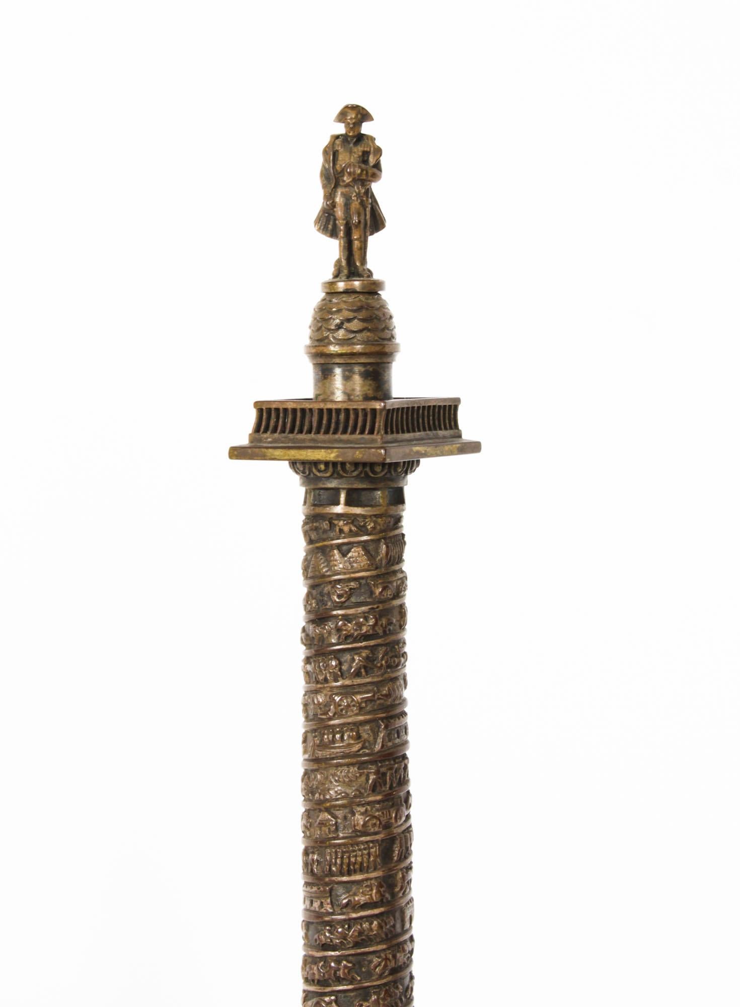 Antique Grand Tour Bronze Models of Colonne Vendôme and the Luxor Obelisk 19th C 1