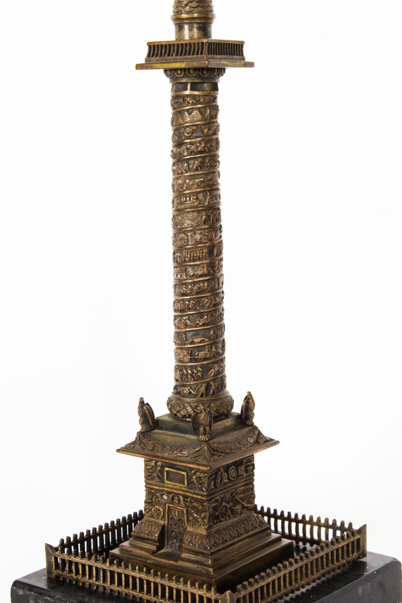 Antique Grand Tour Bronze Models of Colonne Vendôme and the Luxor Obelisk 19th C 2