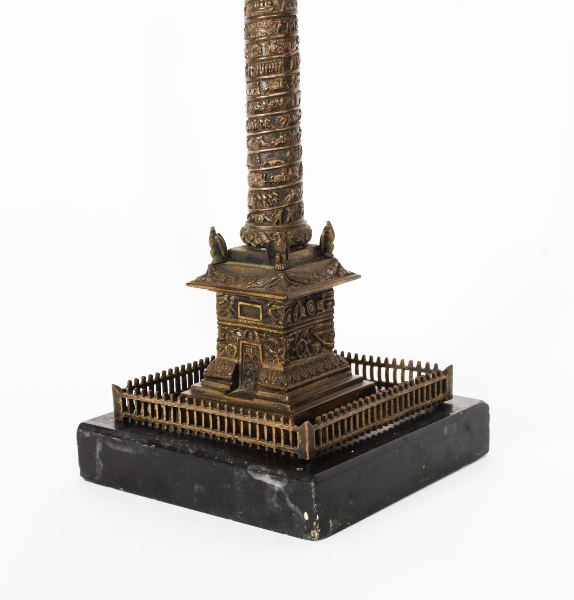 Antique Grand Tour Bronze Models of Colonne Vendôme and the Luxor Obelisk 19th C 3