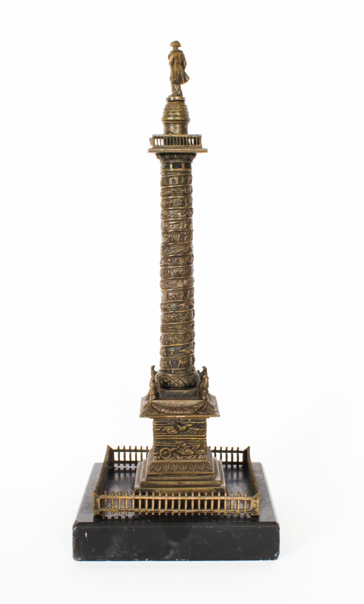 Antique Grand Tour Bronze Models of Colonne Vendôme and the Luxor Obelisk 19th C 4