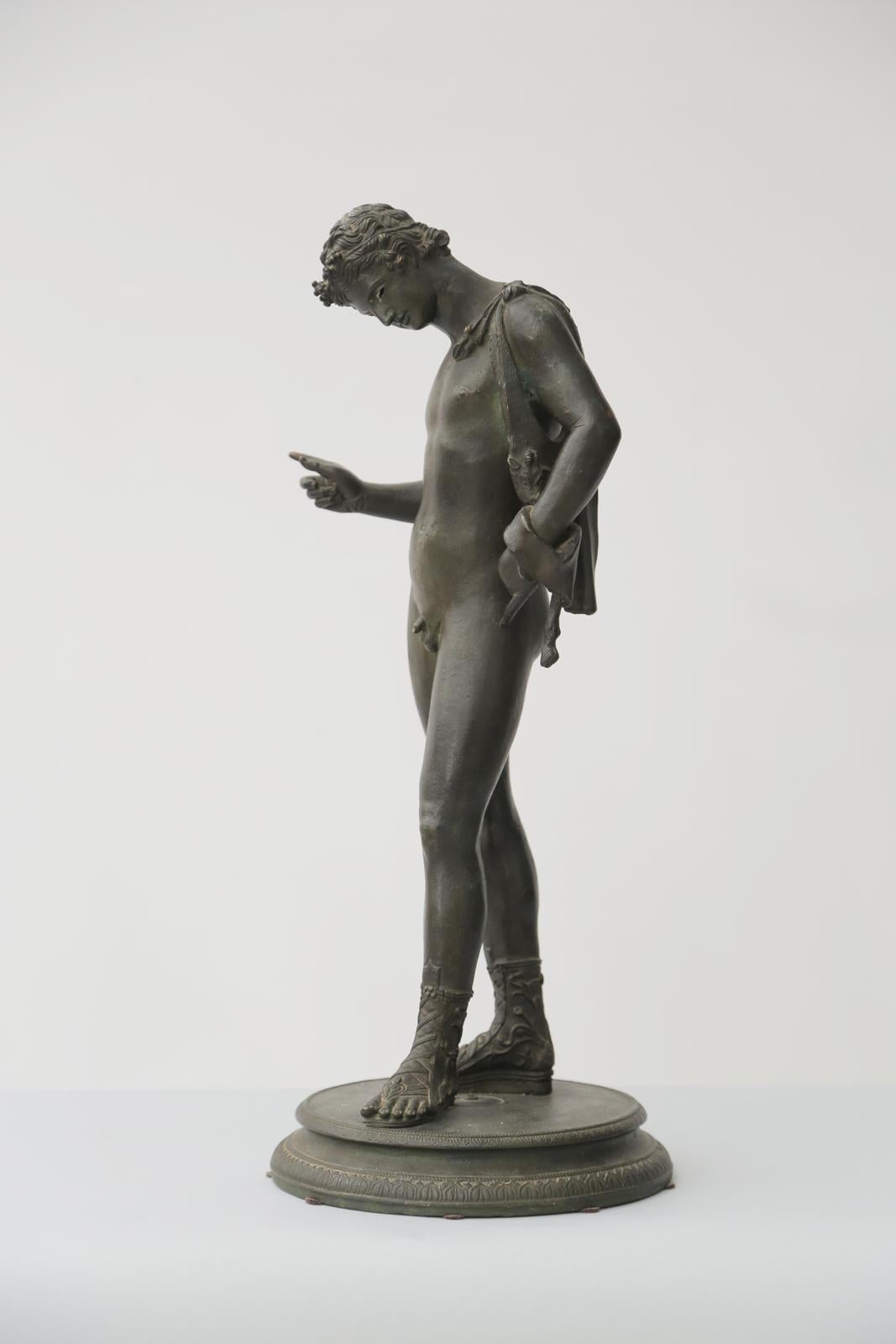 Antique Grand Tour Bronze of Narcissus, Circa 1870 In Good Condition For Sale In West Palm Beach, FL