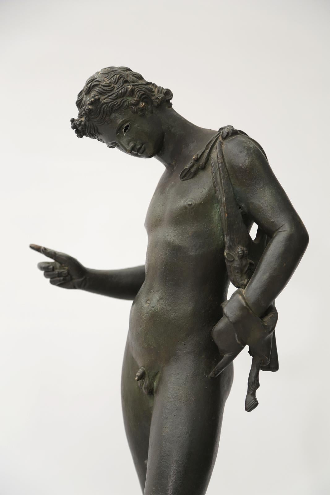 Late 19th Century Antique Grand Tour Bronze of Narcissus, Circa 1870 For Sale