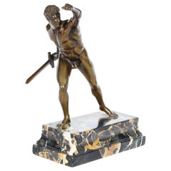 Antique Grand Tour Bronze Roman Borghese Gladiator, 19th Century