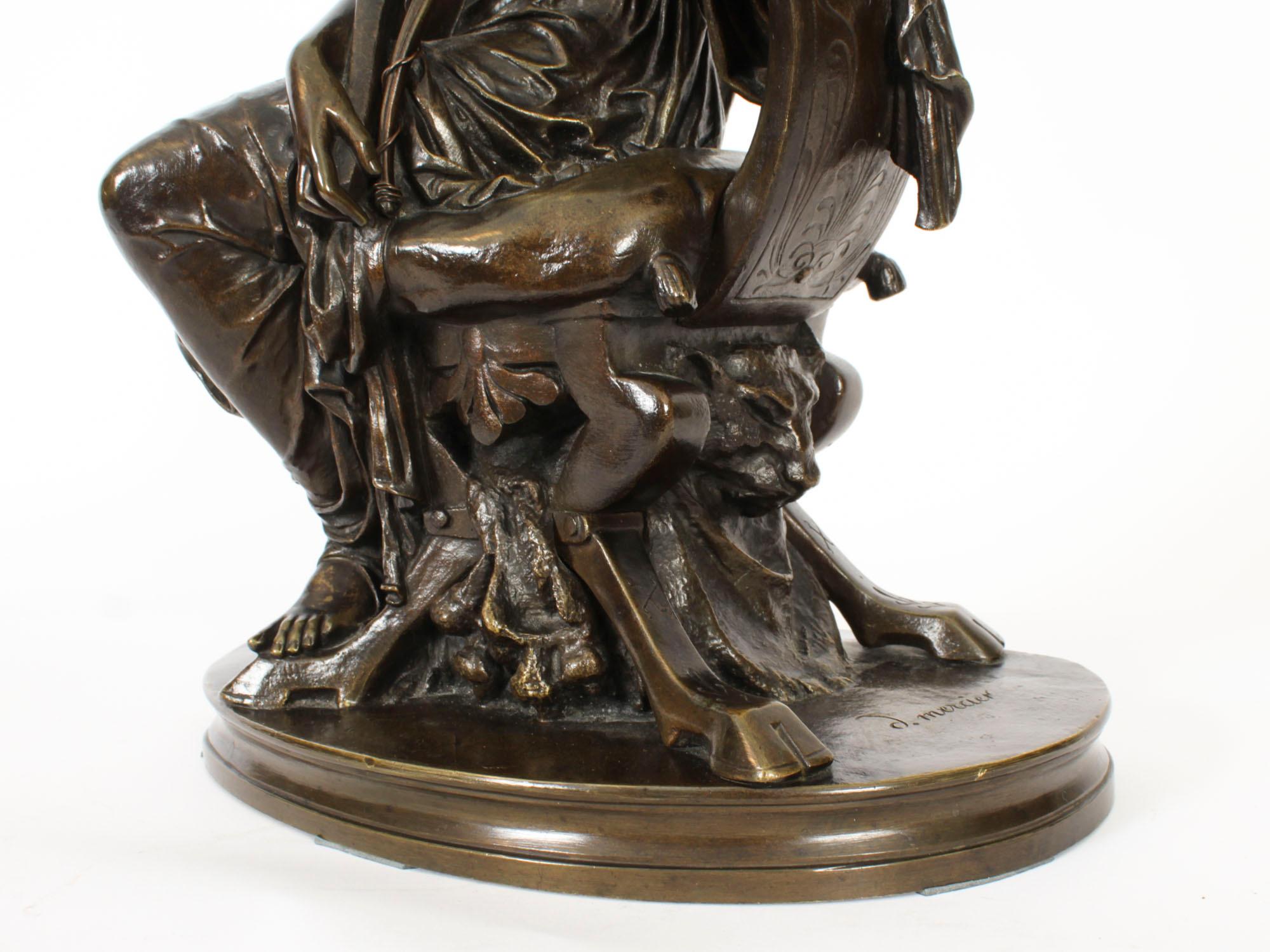 Antiquité Grand Tour Sculpture en bronze de la déesse Diane par Mercié 19ème siècle en vente 6