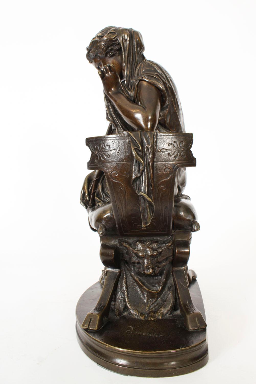 Antiquité Grand Tour Sculpture en bronze de la déesse Diane par Mercié 19ème siècle en vente 7