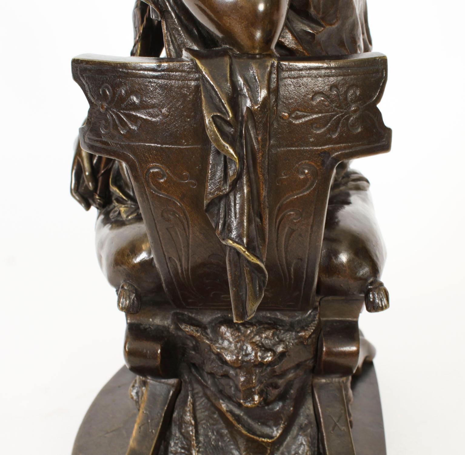 Antiquité Grand Tour Sculpture en bronze de la déesse Diane par Mercié 19ème siècle en vente 9