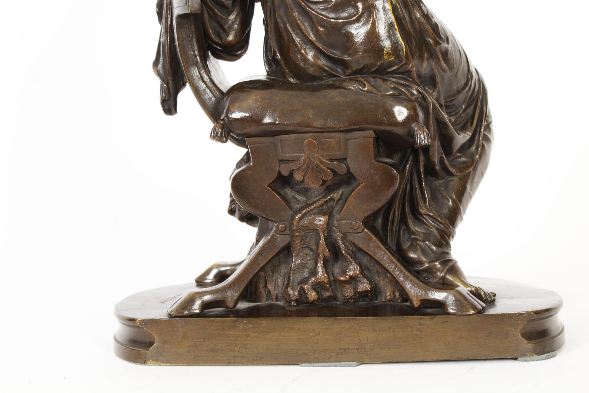 Antiquité Grand Tour Sculpture en bronze de la déesse Diane par Mercié 19ème siècle en vente 11
