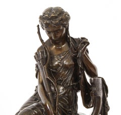 Antique Grand Tour Bronze Sculpture of Goddess Diana by Mercié 19th Century