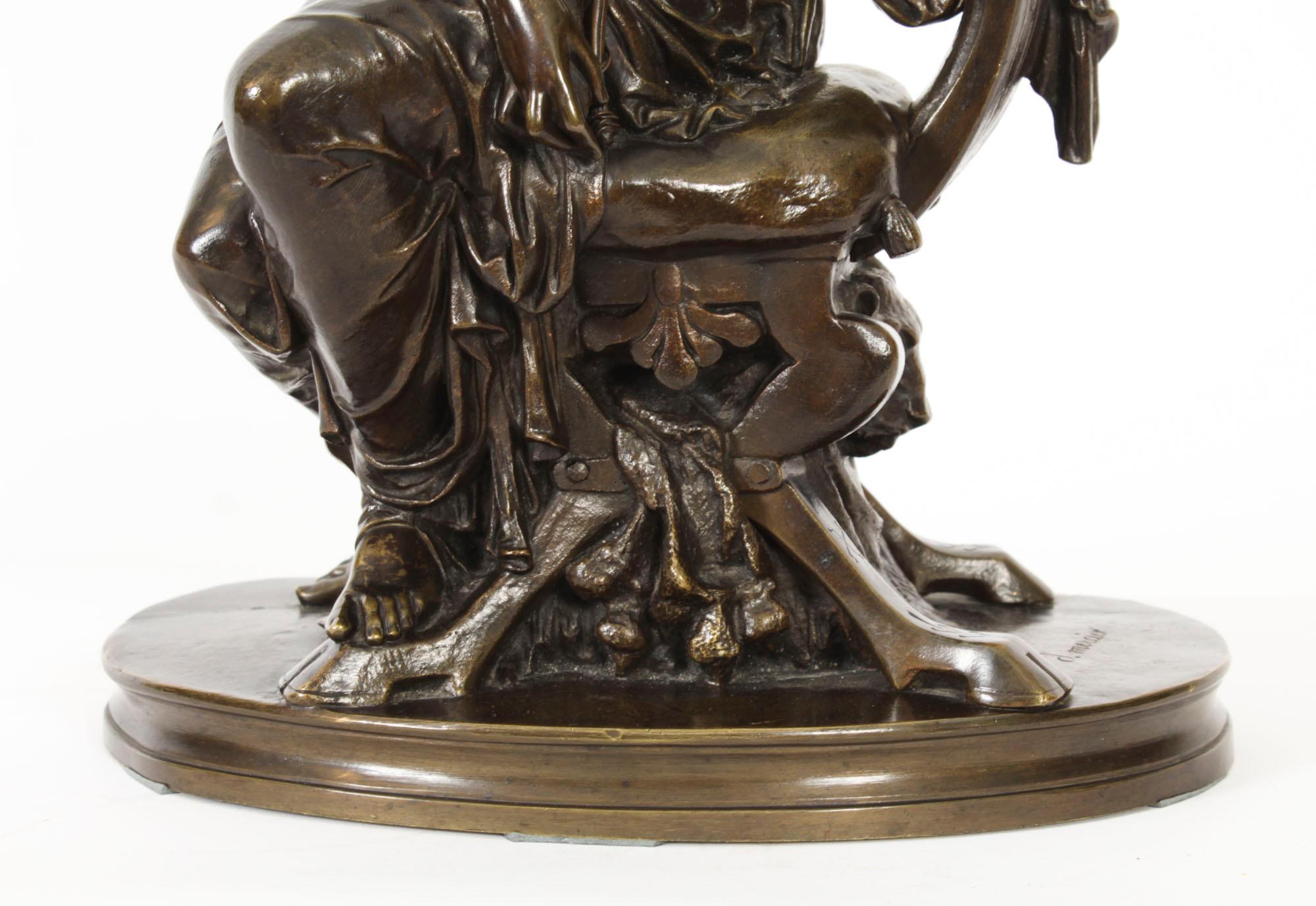 Antique Grand Tour Bronze Sculpture of Goddess Diana by Mercié 19th Century In Good Condition For Sale In London, GB