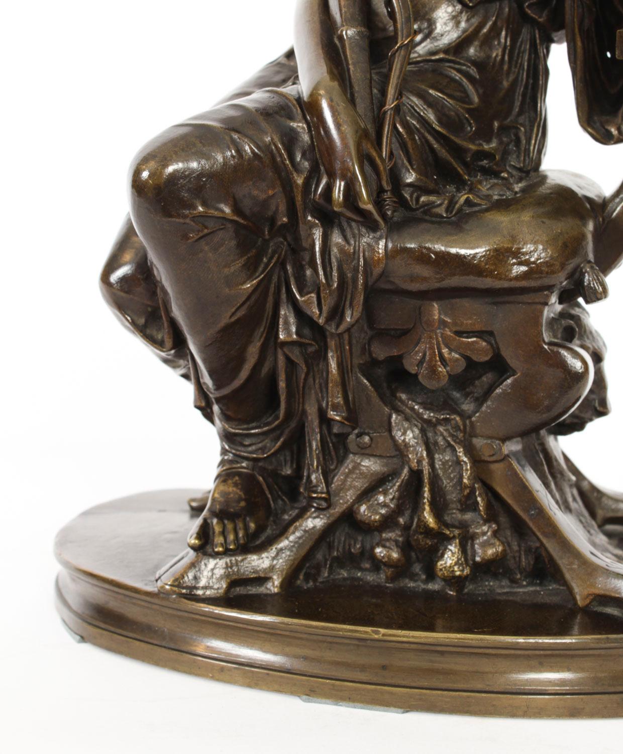 Early 19th Century Antique Grand Tour Bronze Sculpture of Goddess Diana by Mercié 19th Century For Sale