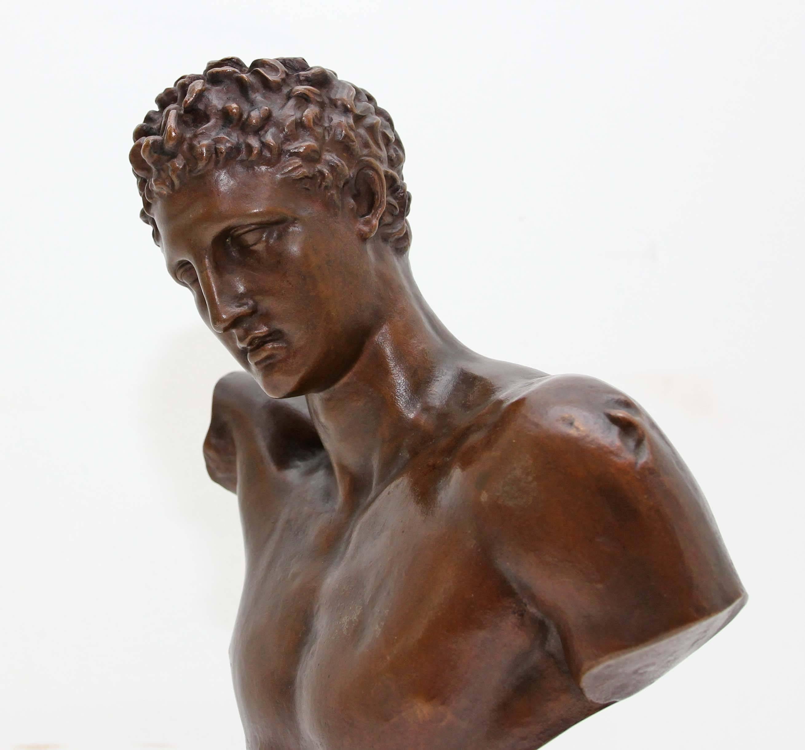 Antique Grand Tour Bronze Sculpture of Hermes In Excellent Condition In Rochester, NY
