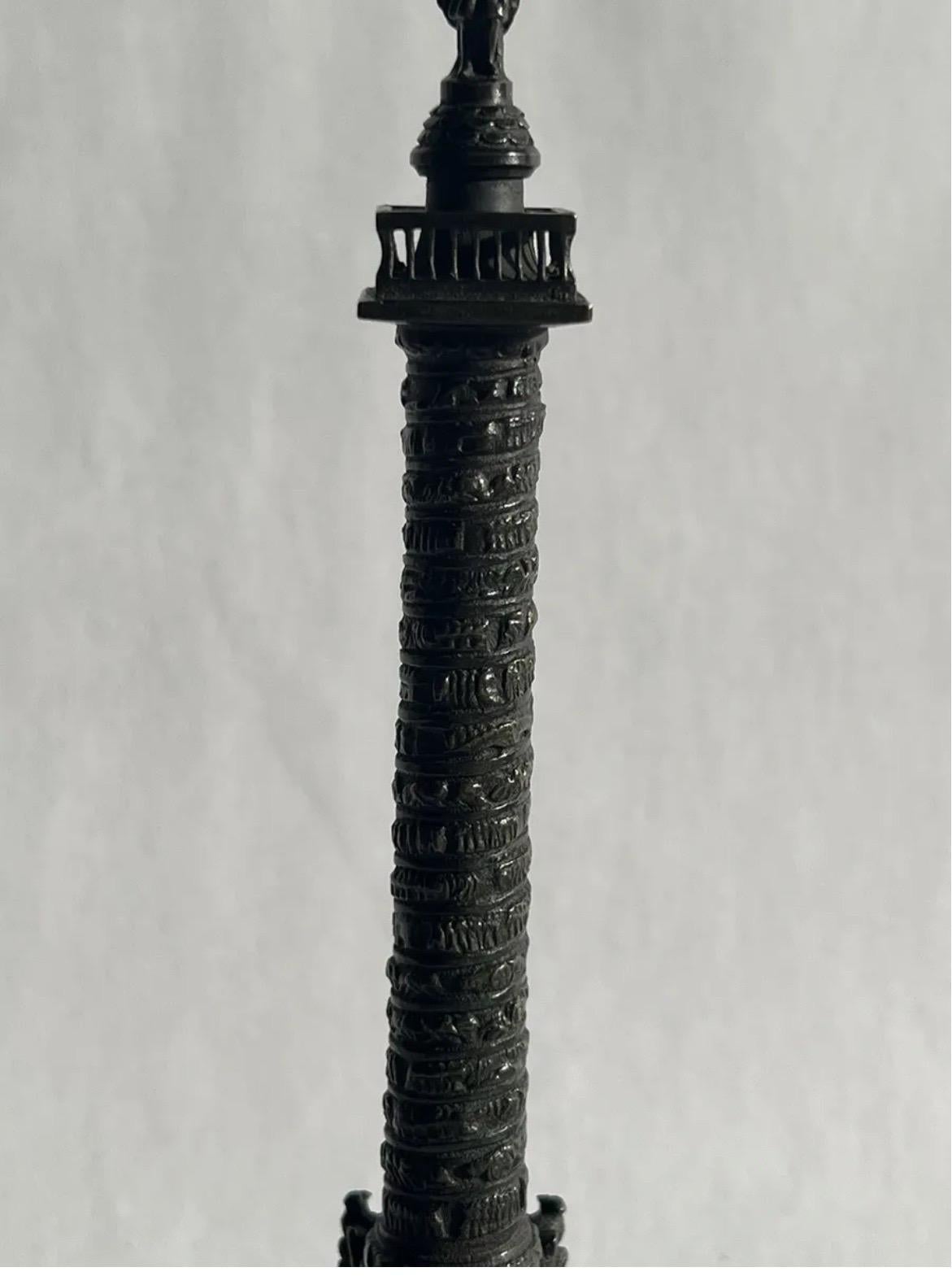 19th Century Antique Grand Tour Cabinet Bronze of Vendome Column, Circa 1870 For Sale