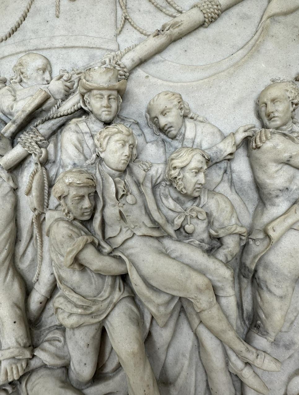 19th Century Antique Grand Tour Classical Regency Carved Marble Plaque Battle Travalgar 1805 