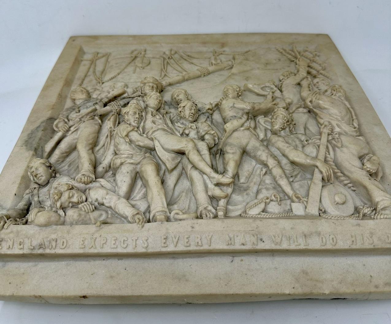 Antique Grand Tour Classical Regency Carved Marble Plaque Battle Travalgar 1805  3