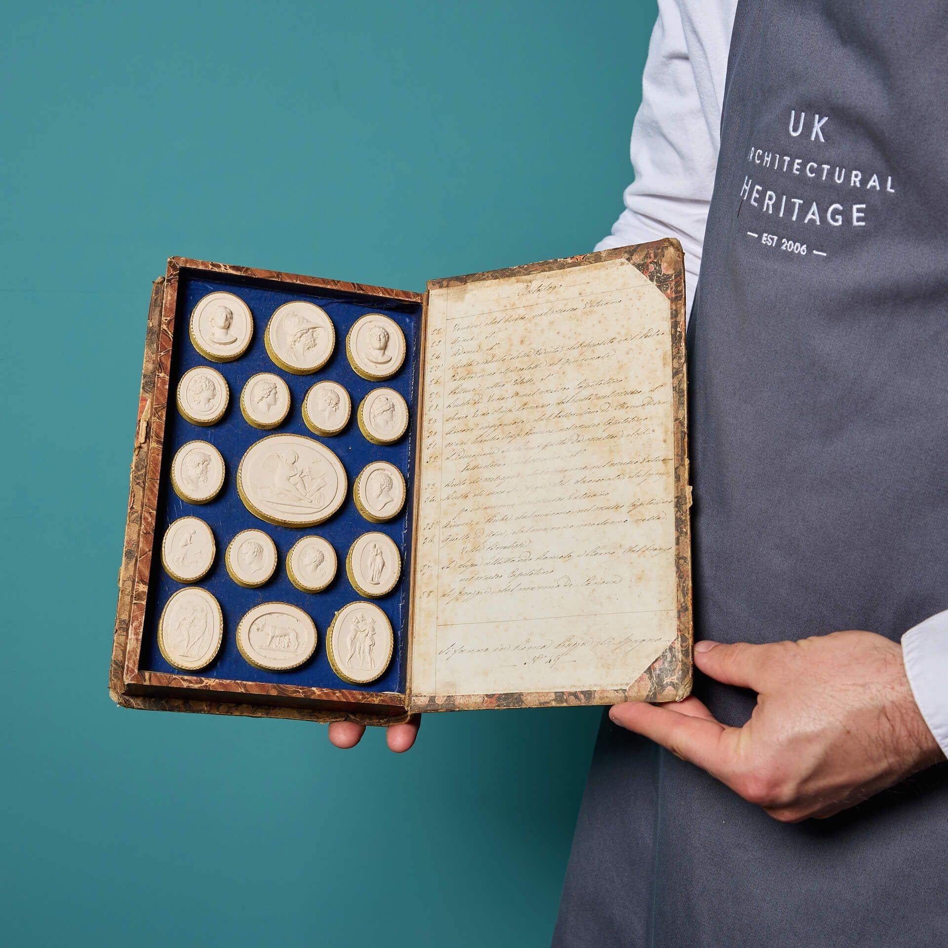 Antique Grand Tour Faux Book of Intaglios by Pietro Paoletti In Fair Condition For Sale In Wormelow, Herefordshire