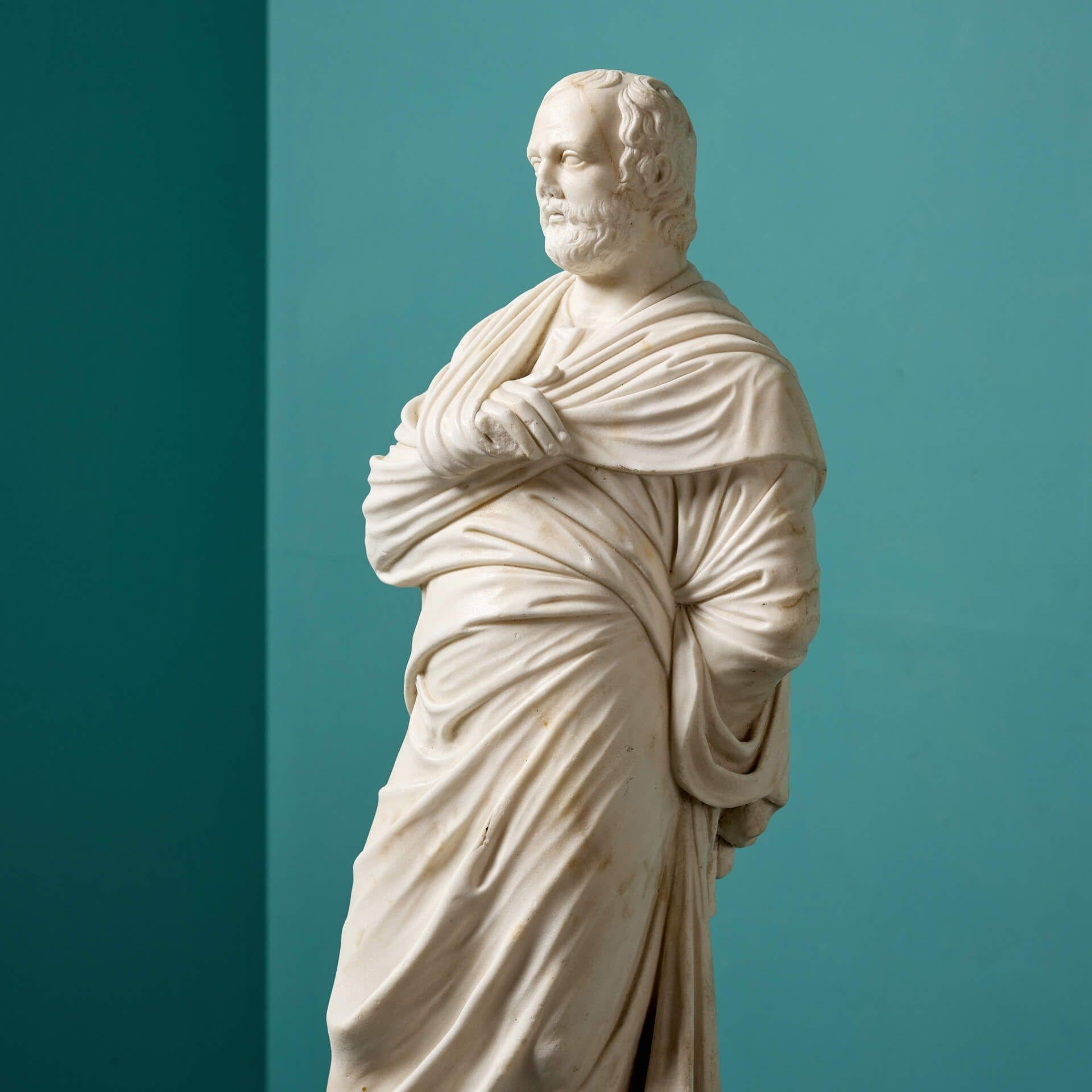 Italian Antique Grand Tour Fragmentary Marble Sculpture of Aeschines For Sale