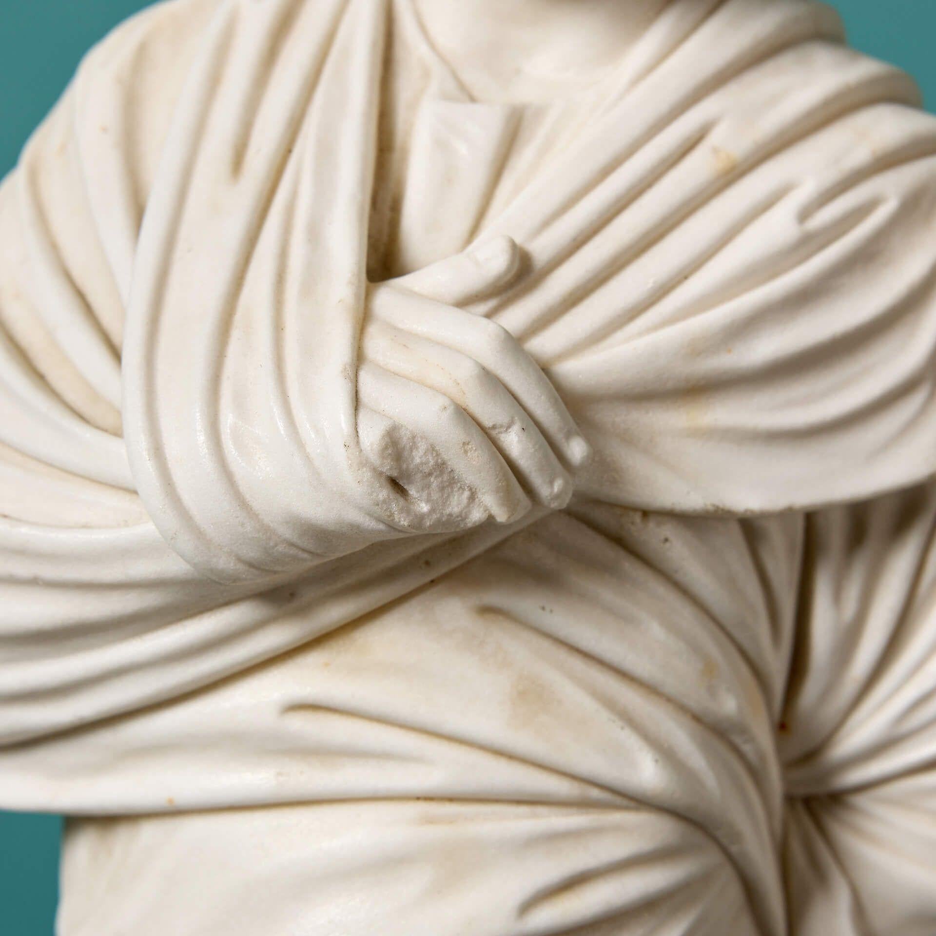 19th Century Antique Grand Tour Fragmentary Marble Sculpture of Aeschines For Sale