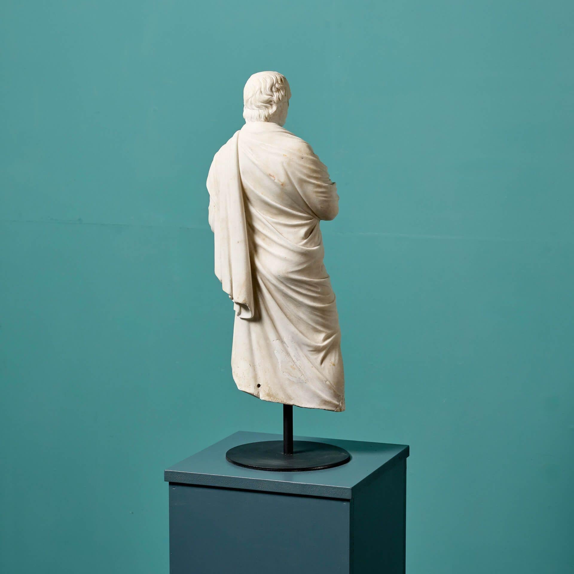 Antique Grand Tour Fragmentary Marble Sculpture of Aeschines For Sale 1