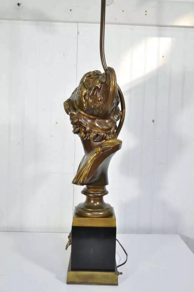 Ancienne lampe de table Grand Tour française avec buste en bronze du général grec Trojan Ajax en vente 3
