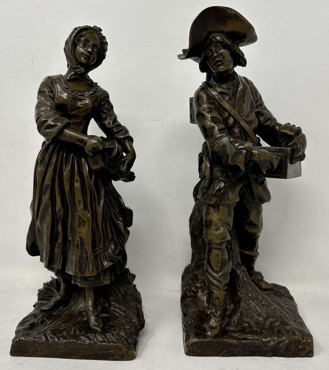 19th Century Antique Grand Tour French Bronze Sculpture Male Female Figure Clodion Barbediene For Sale