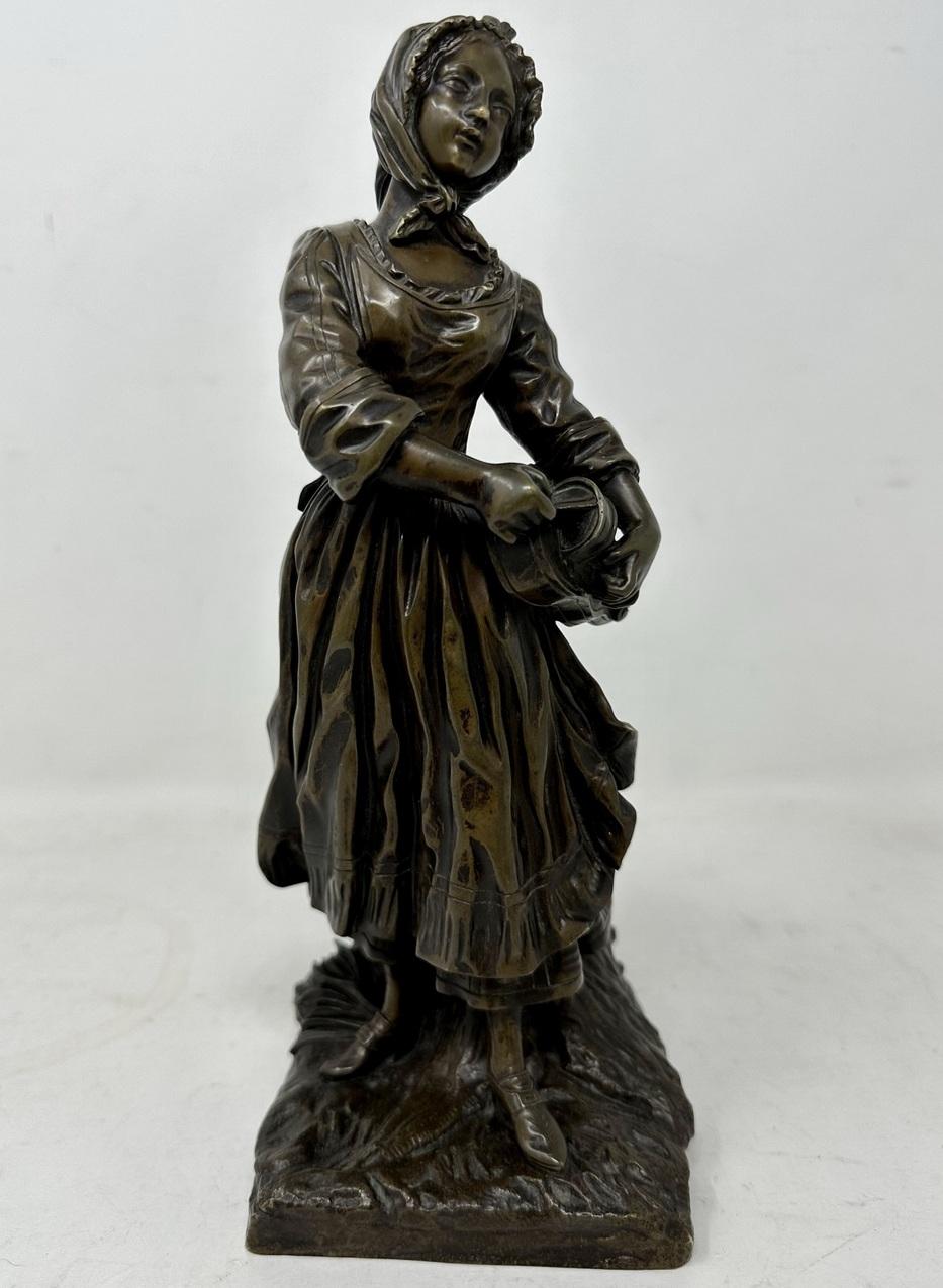 Bronze Ancienne sculpture française Grand Tour en bronze, figure masculine et féminine de Clodion Barbediene en vente