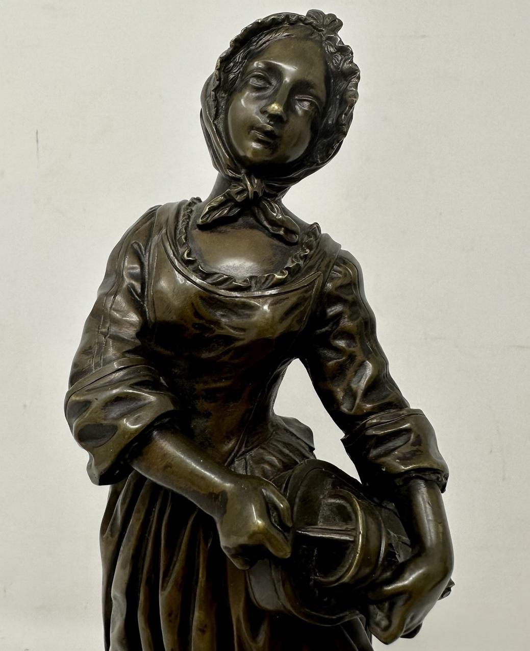 Ancienne sculpture française Grand Tour en bronze, figure masculine et féminine de Clodion Barbediene en vente 2