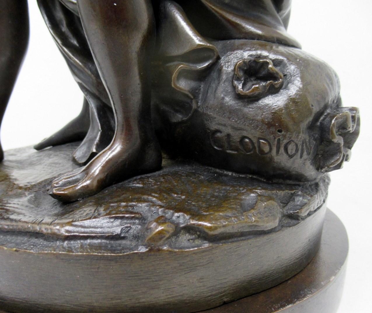 Antique Grand Tour French Bronze Sculpture Male Figure Cherub Clodion Barbediene For Sale 9