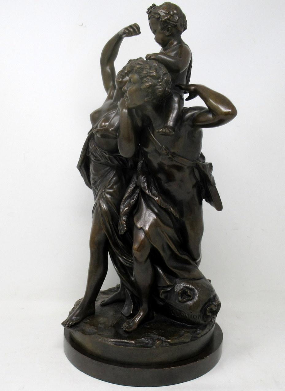 19th Century Antique Grand Tour French Bronze Sculpture Male Figure Cherub Clodion Barbediene For Sale