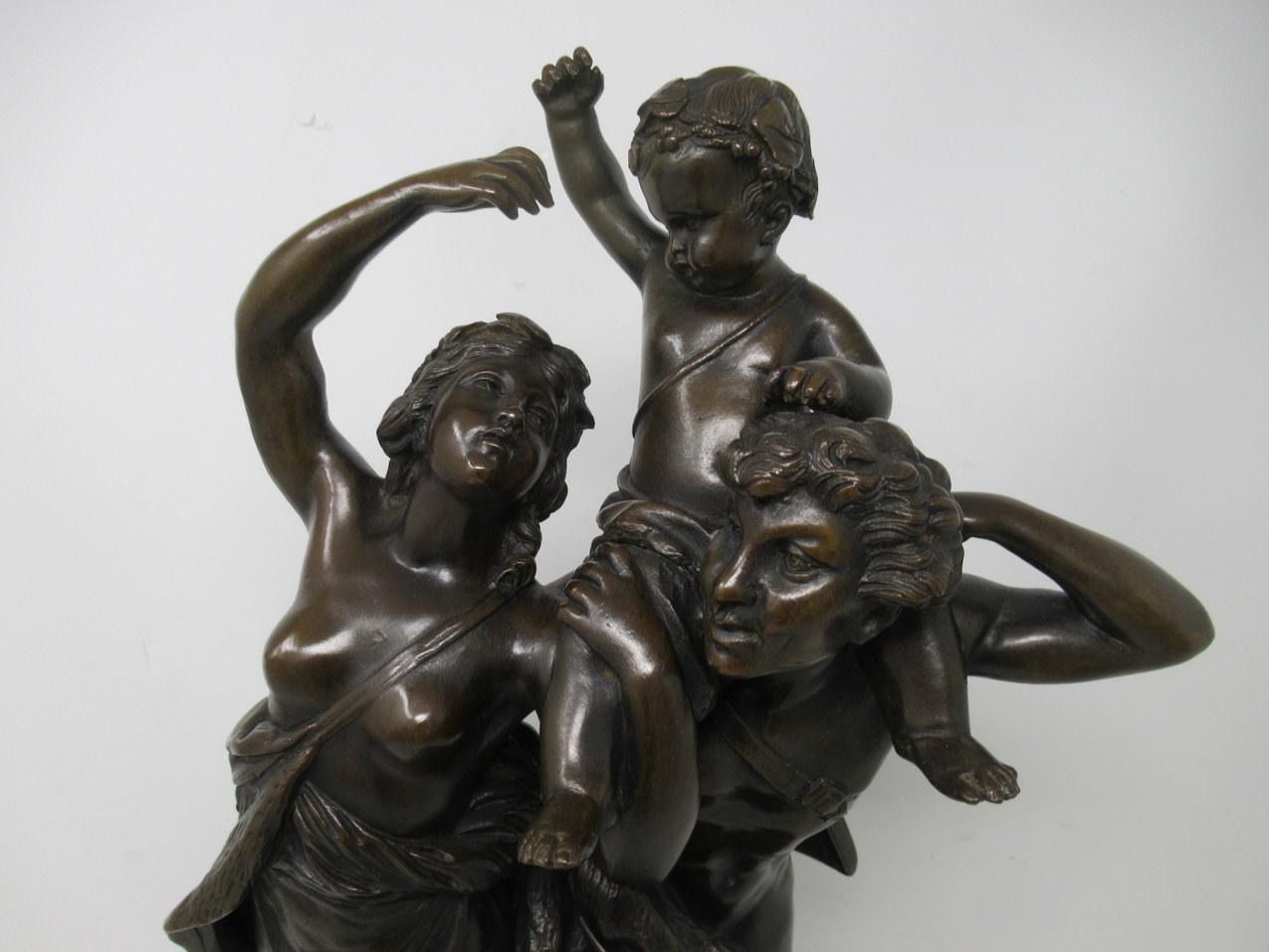Antique Grand Tour French Bronze Sculpture Male Figure Cherub Clodion Barbediene For Sale 3