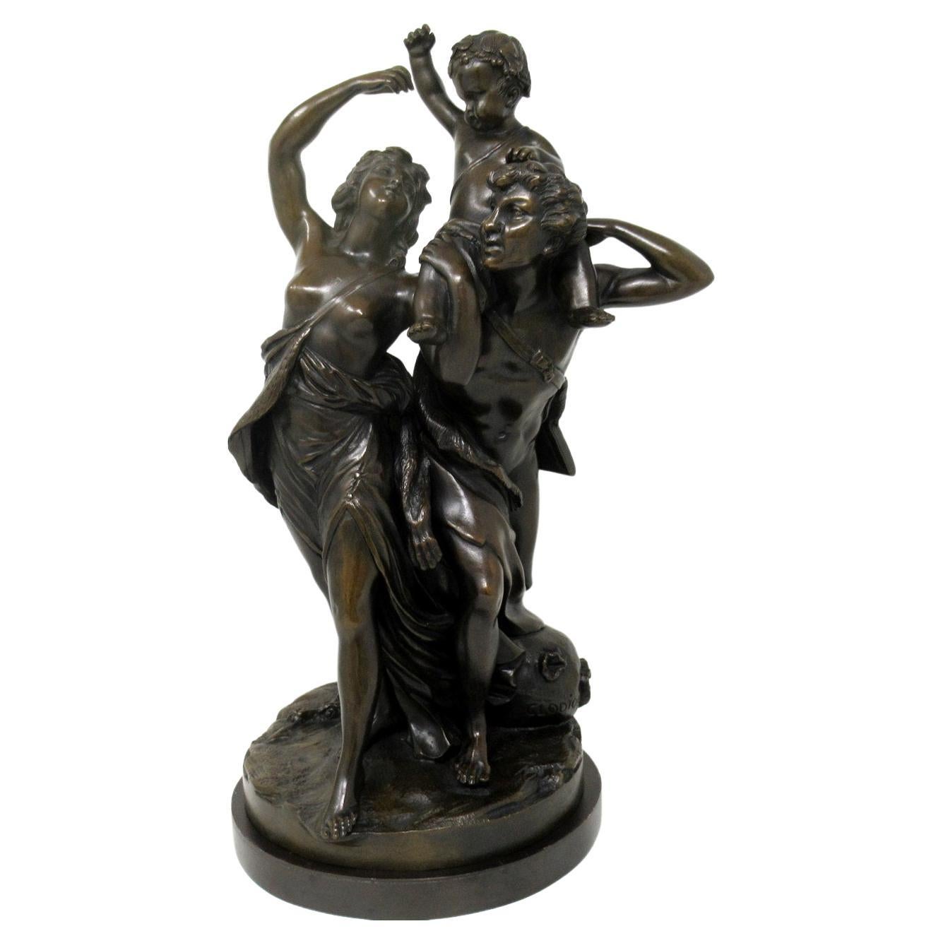 Antique Grand Tour French Bronze Sculpture Male Figure Cherub Clodion Barbediene For Sale