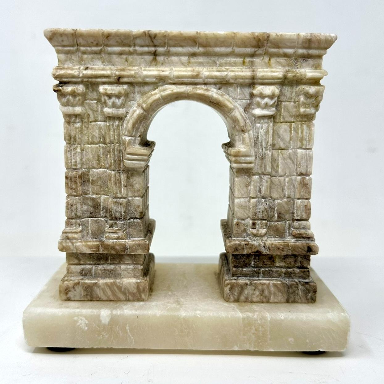 Absolutely Stunning Grand Tour Hand Carved example of the architectural model of the Arc de Triomphe in Paris, of seldom found generous proportions. Late Nineteenth Century. Superbly carved and wonderfully detailed with a pinkish brown veining