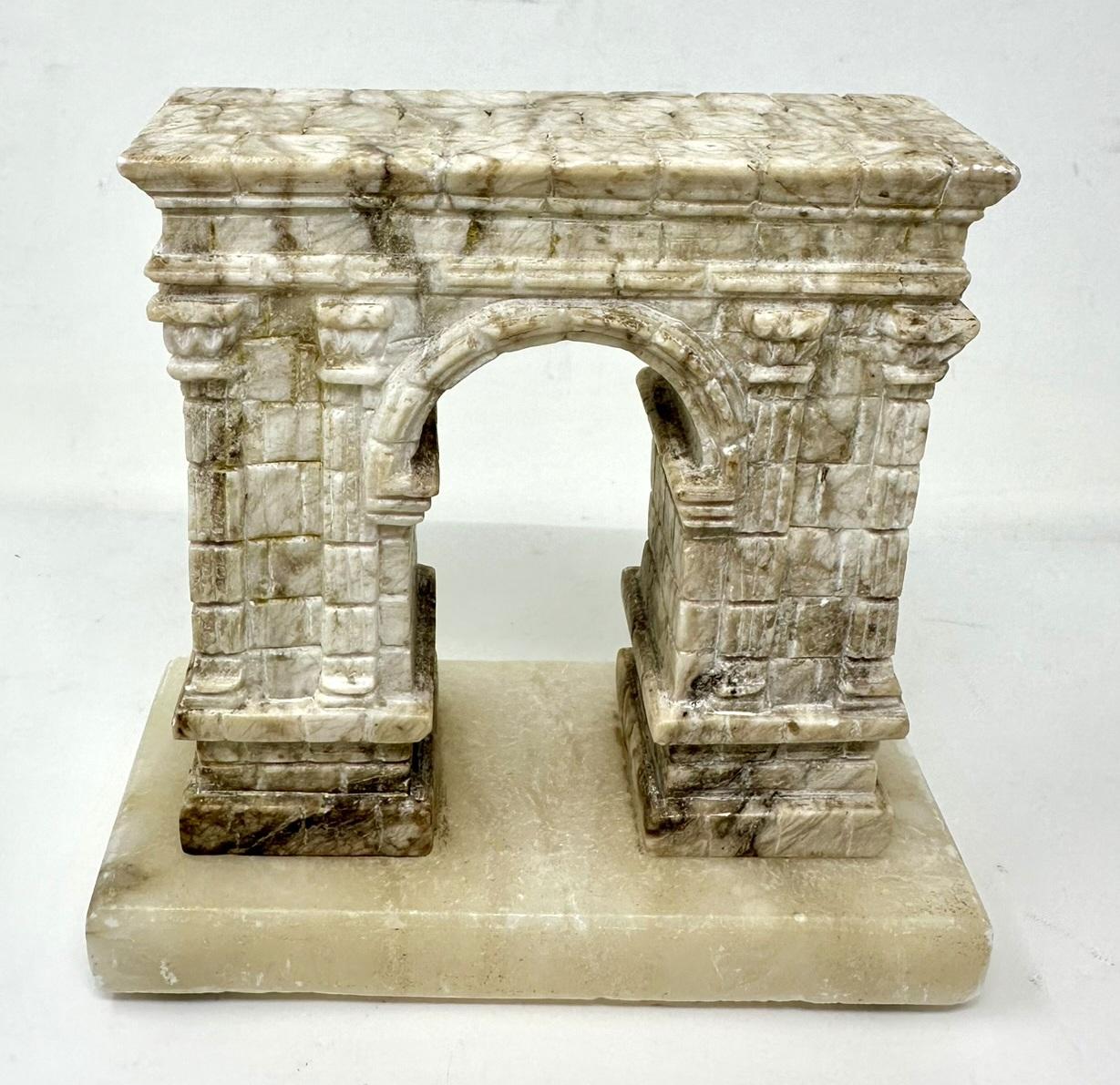 19th Century Antique Grand Tour French Carved Marbl Architectural Model Arc de Triomphe Paris