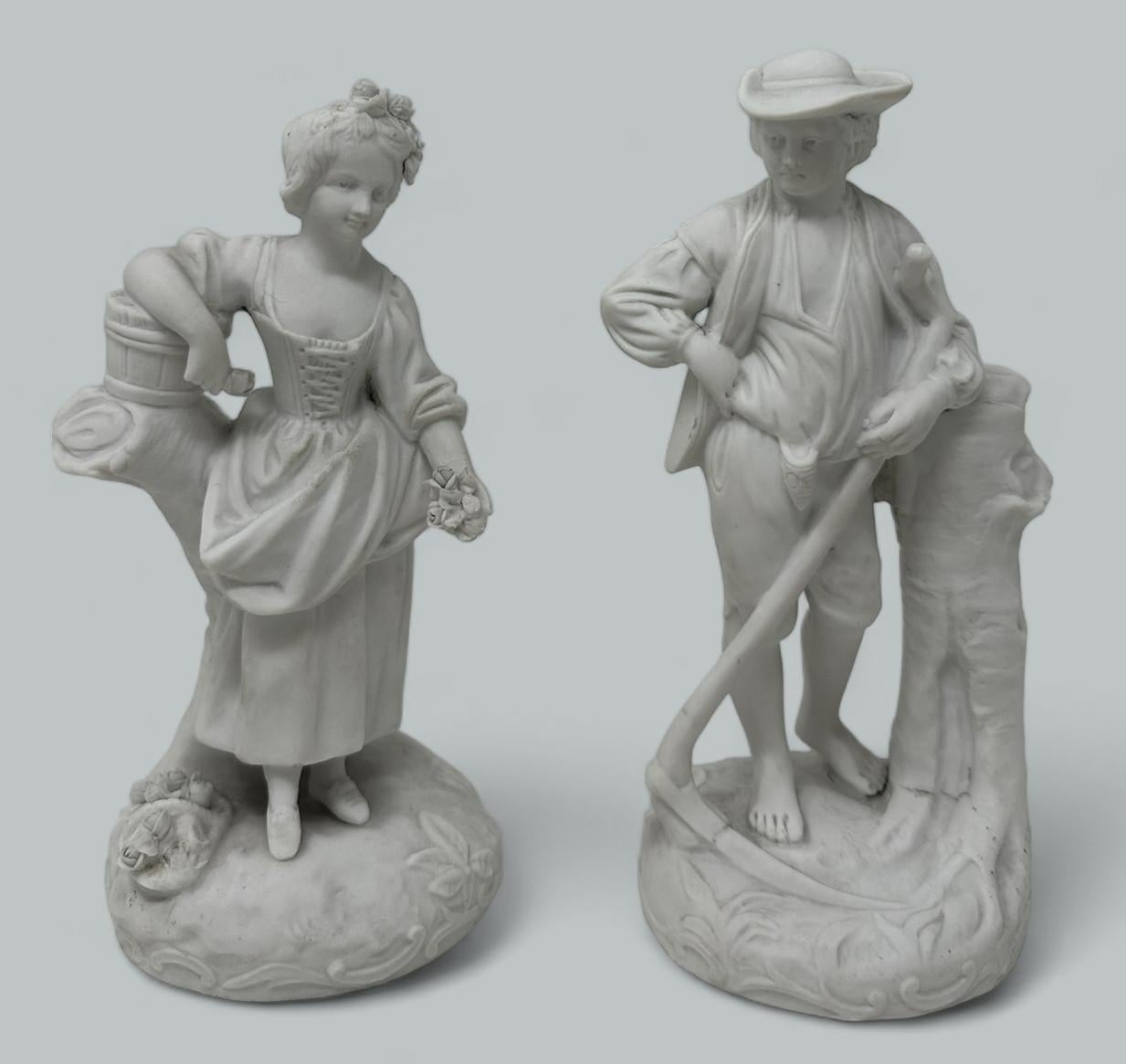 Antique Grand Tour French Parian Sculpture Male Female Figures Group 19C In Good Condition For Sale In Dublin, Ireland