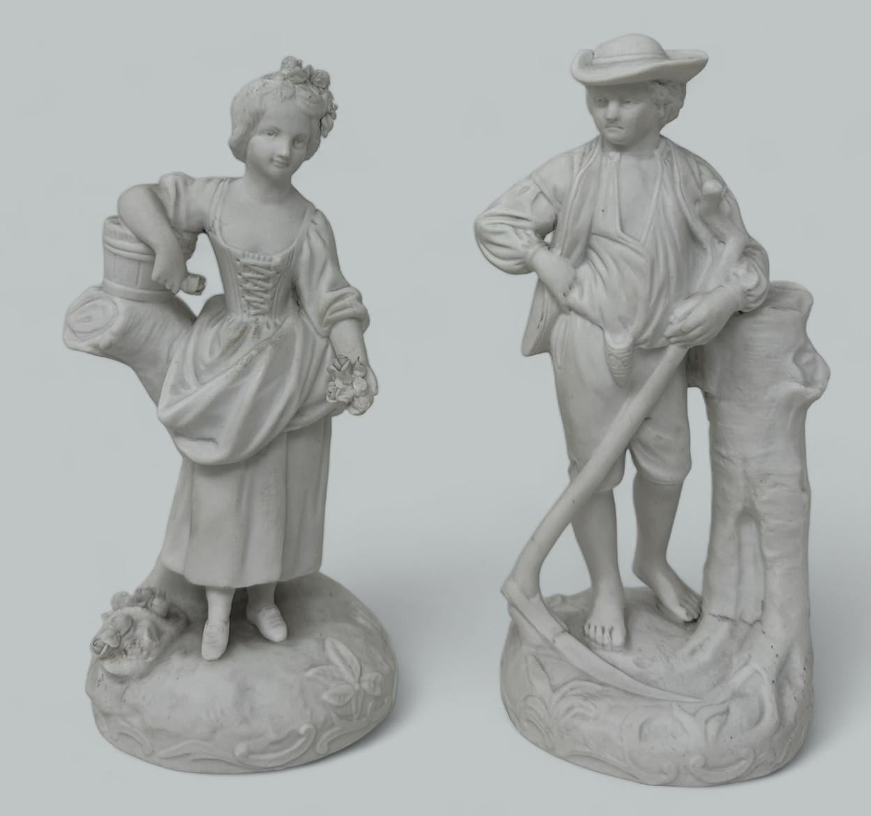 19th Century Antique Grand Tour French Parian Sculpture Male Female Figures Group 19C For Sale