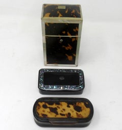 Antike Grand Tour Georgian Papier Mache Horn Schnupftabakdosen Etui Etui der Dame