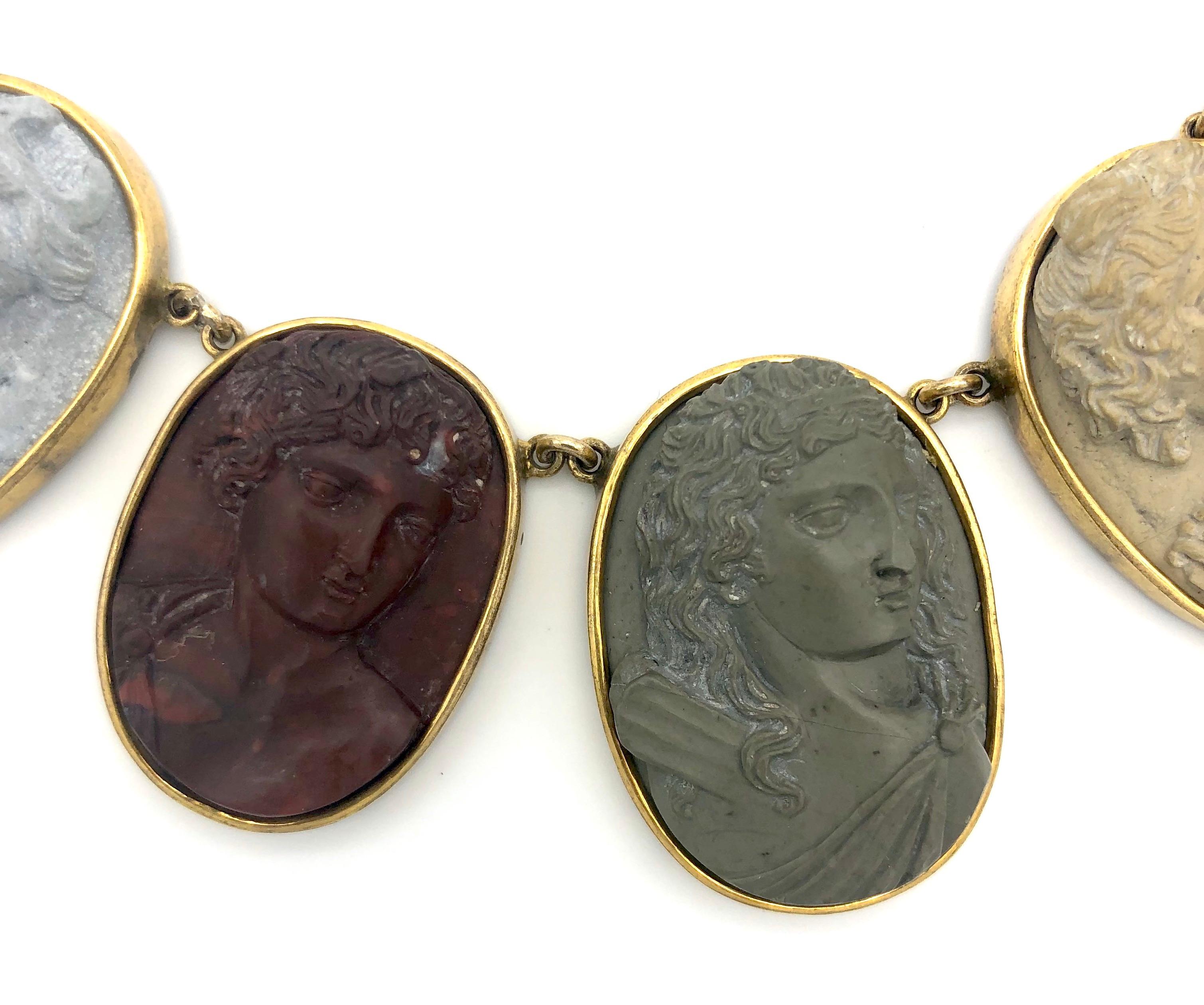 Antike Grand Tour Godesses Philosoph König Lava Cameos Halskette Damen im Angebot