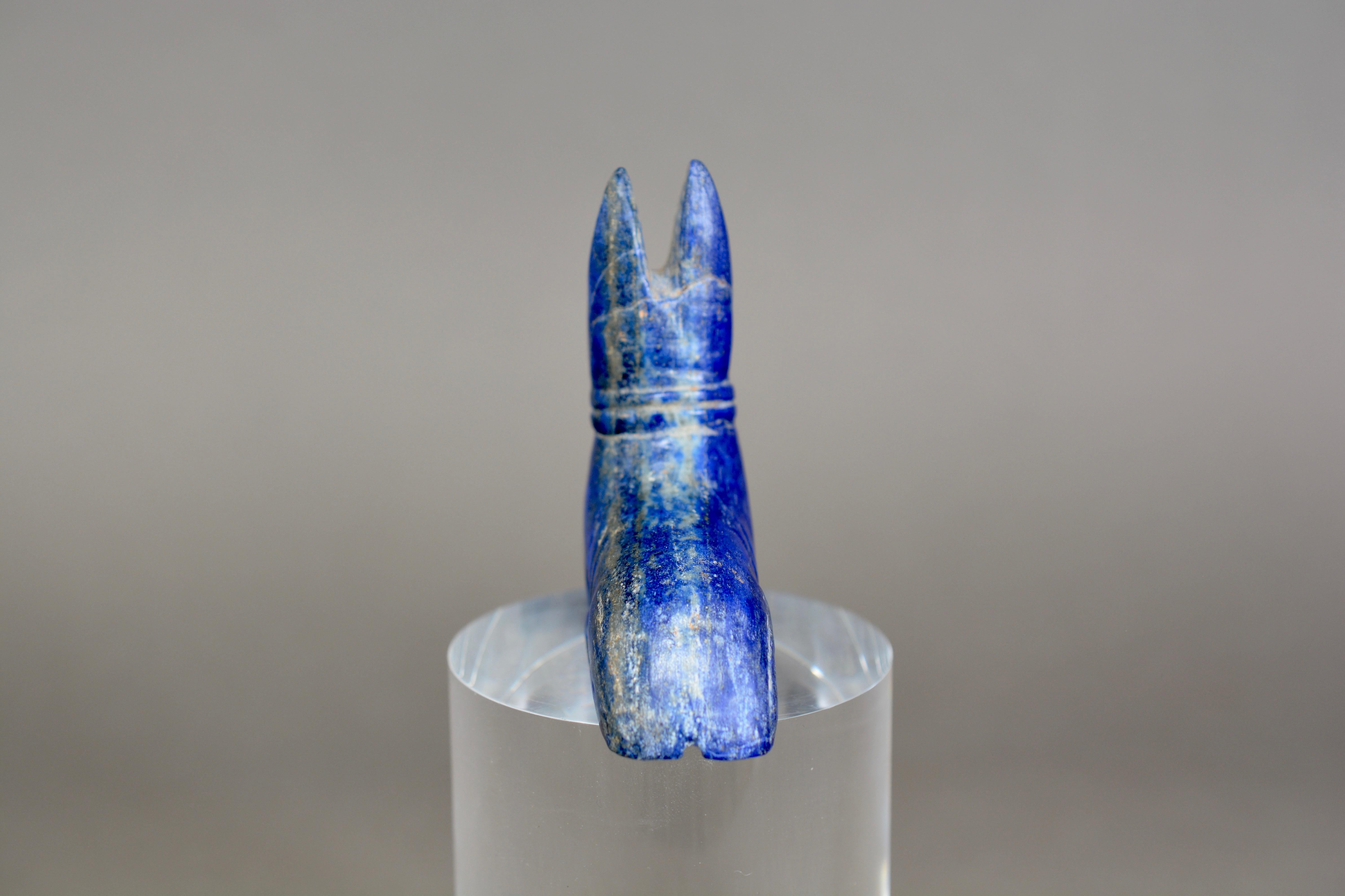 Antique Grand Tour Hand Carved Lapis Lazuli Egyptian God Anubis In Good Condition In London, Greenwich