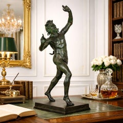 Antique Grand Tour Italian Bronze Sculpture of Dancing Faun of Pompeii