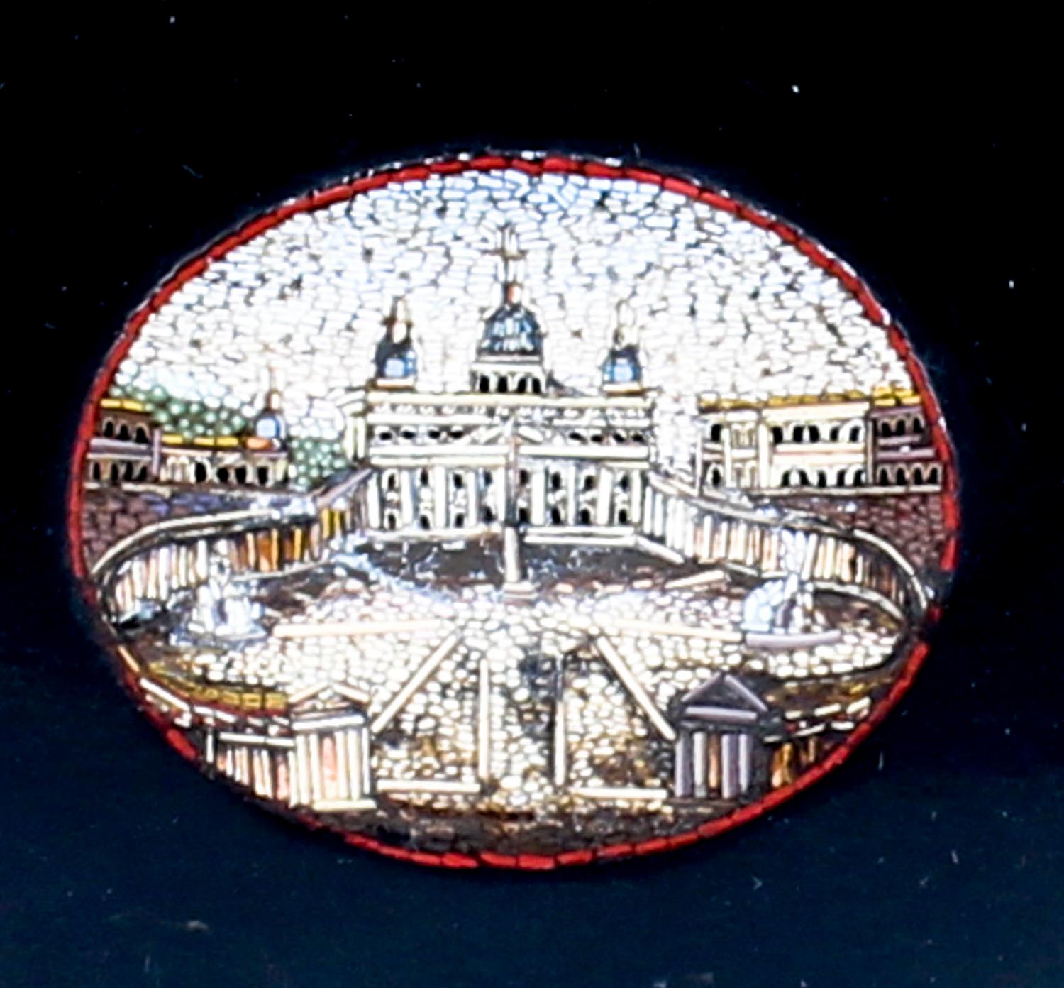 Poids du bureau italien ancien Grand Tour en marbre micro-mosaïque du Vatican du 19ème siècle Bon état - En vente à London, GB